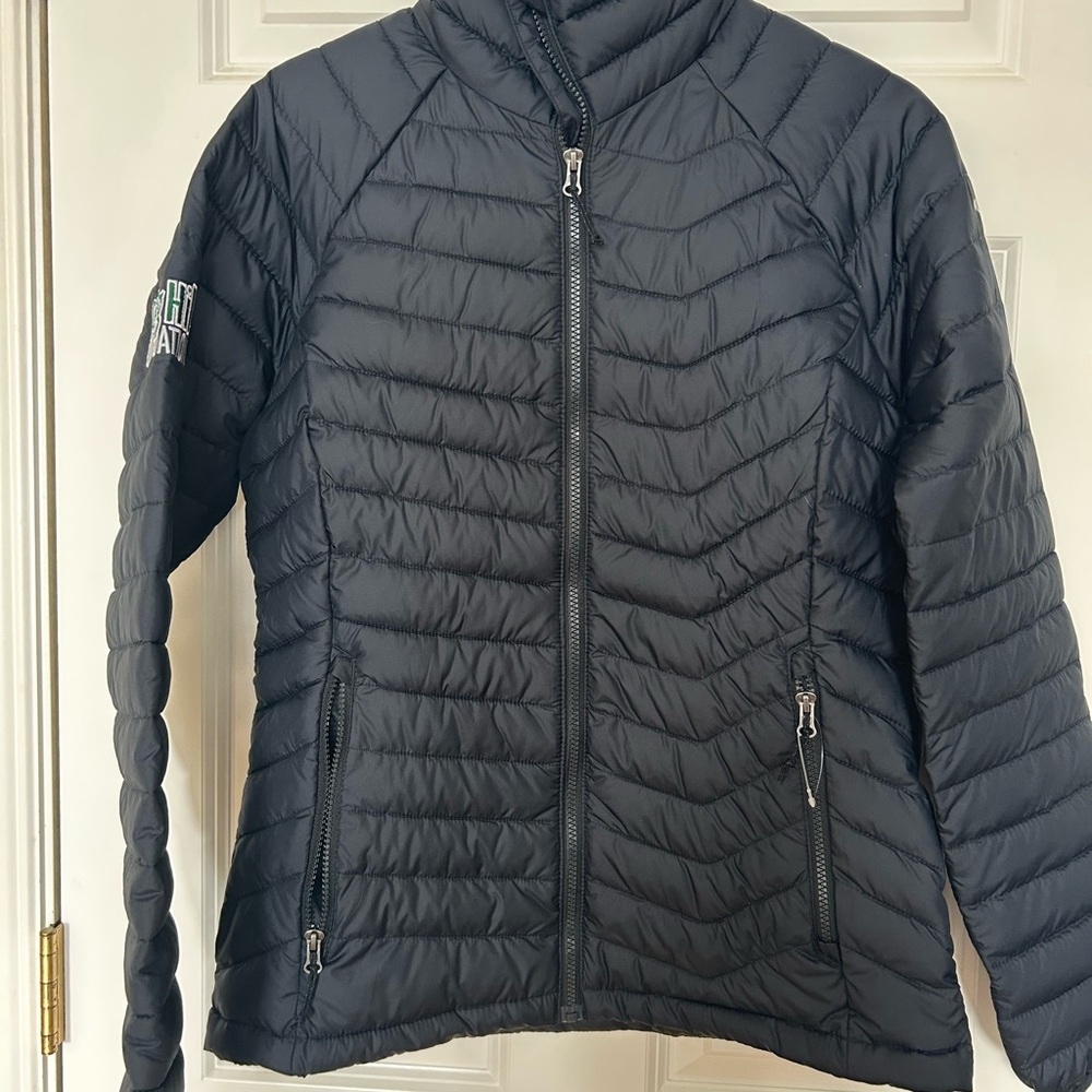 Columbia Women's Black Omni-Heat Puffer Jacket with Greg Hill Foundation patch